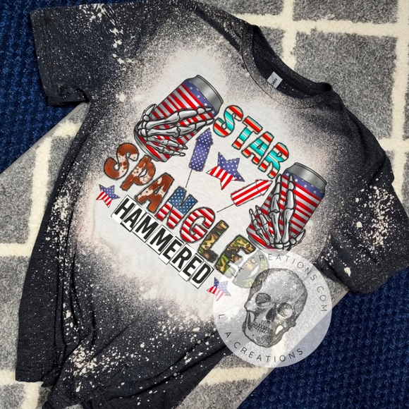 4th of July Tee Star Spangled- Bleached tee - Picture 1 of 1